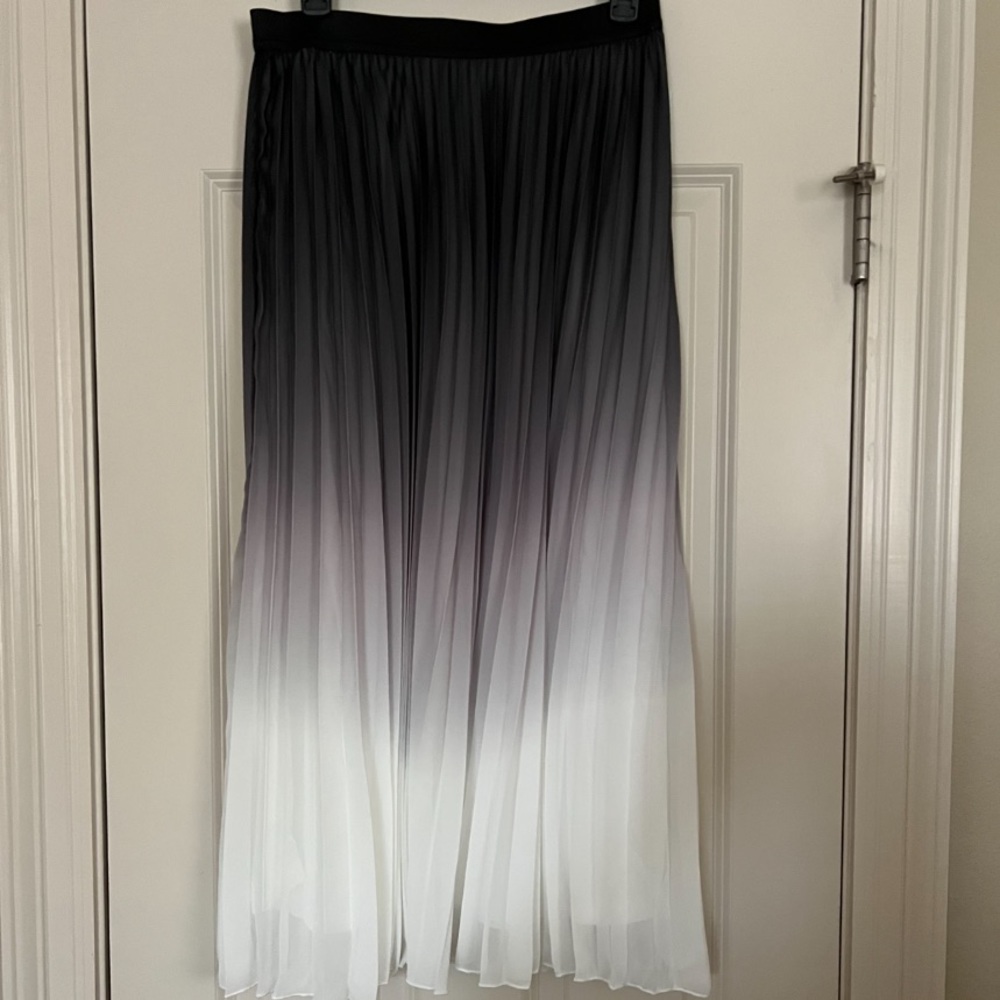 Black & White Ombré Pleated Skirt